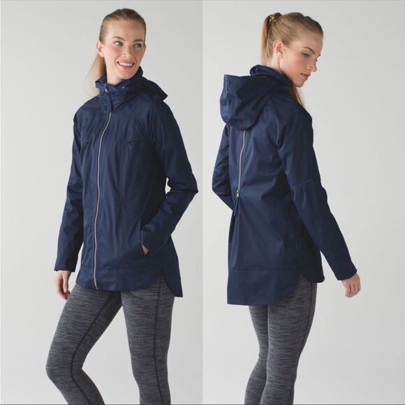 LULULEMON | Fo Drizzle Rain Jacket Deep Navy Blue Zip Front Women’s Size 6 - Picture 2 of 15